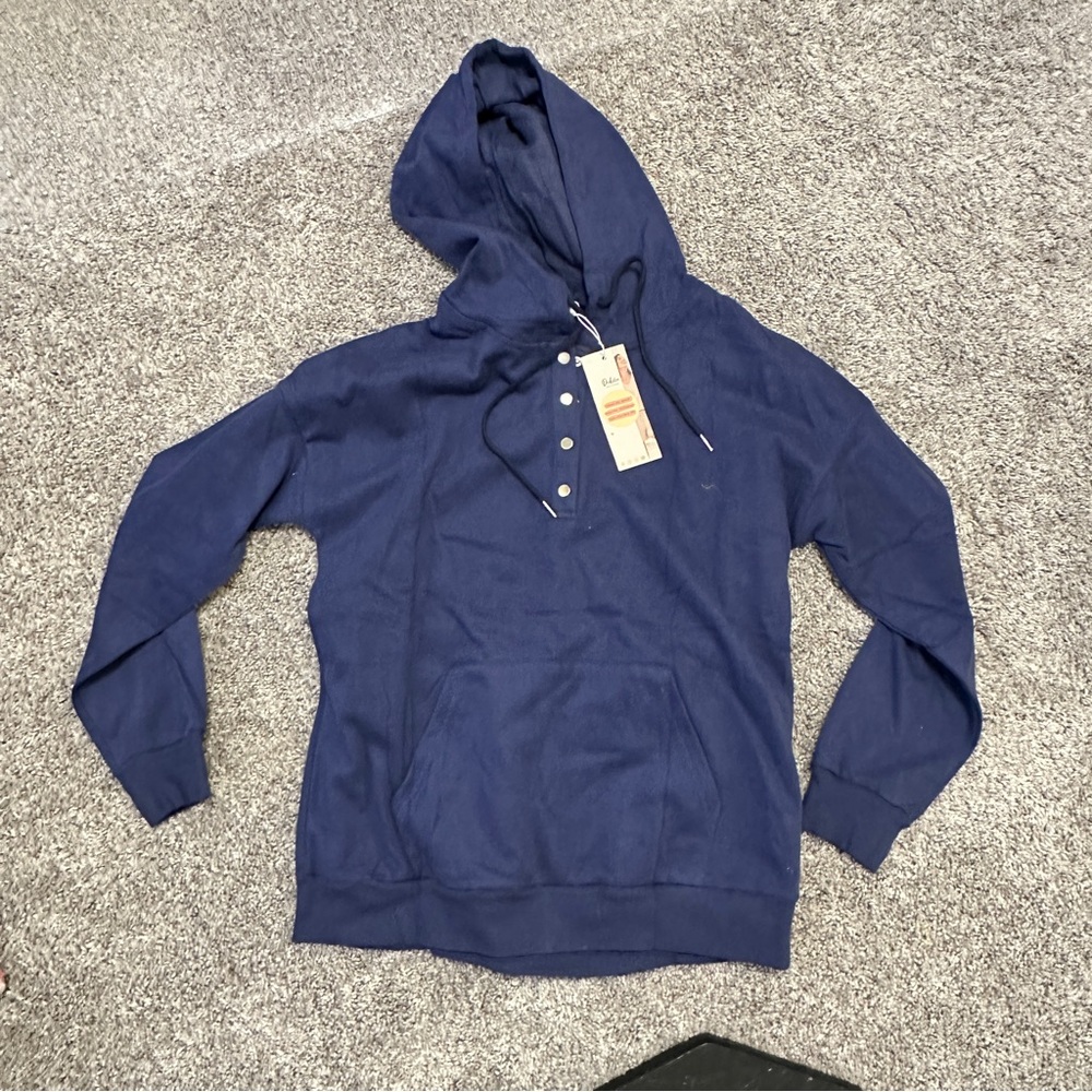 Classic Navy Hoodie with Button Accents